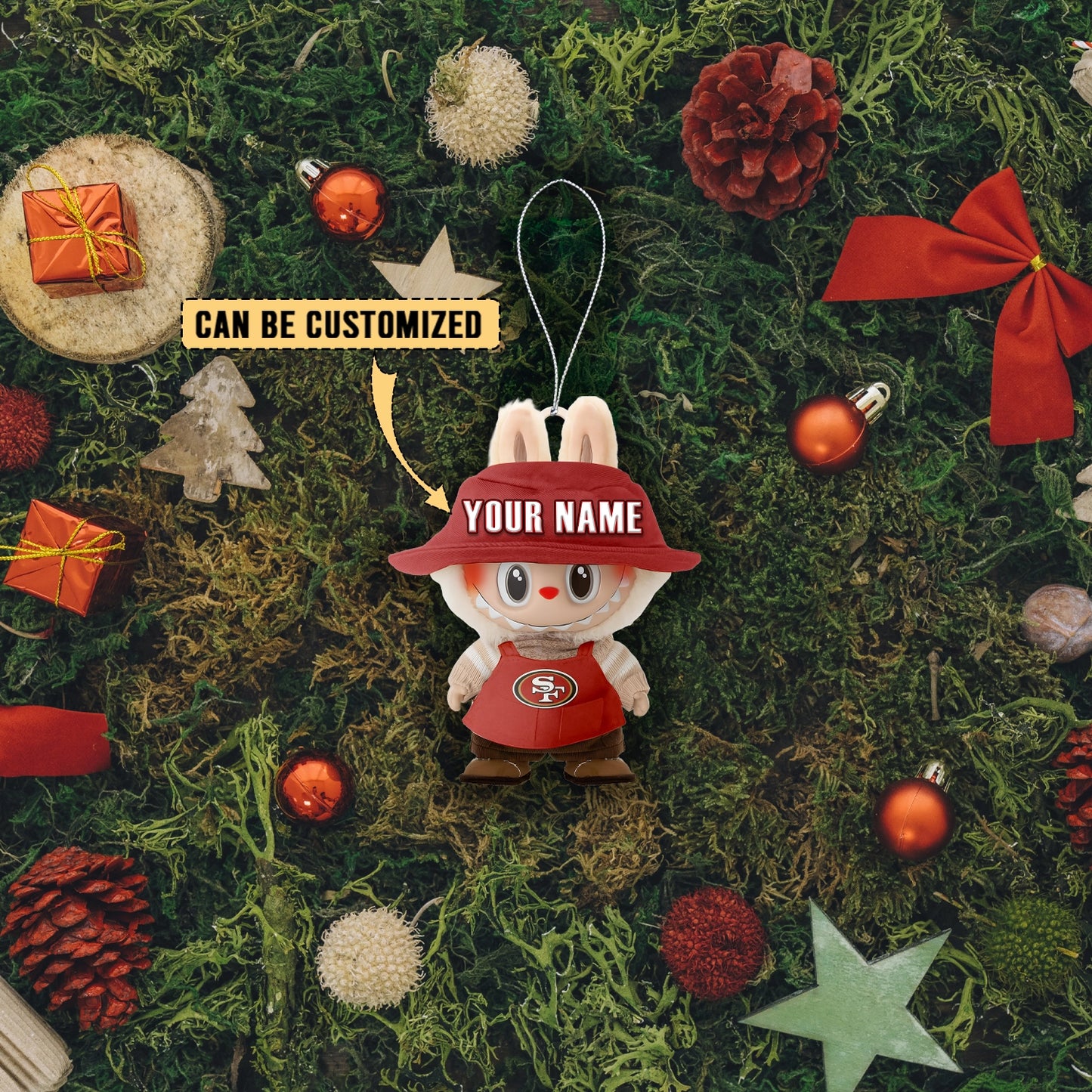 LIMITED EDITION - NEW CUSTOMIZED NFL11 SF49 SAN FRANCISCO 49ERS LABUBU CHRISTMAS ACRYLIC ORNAMENT