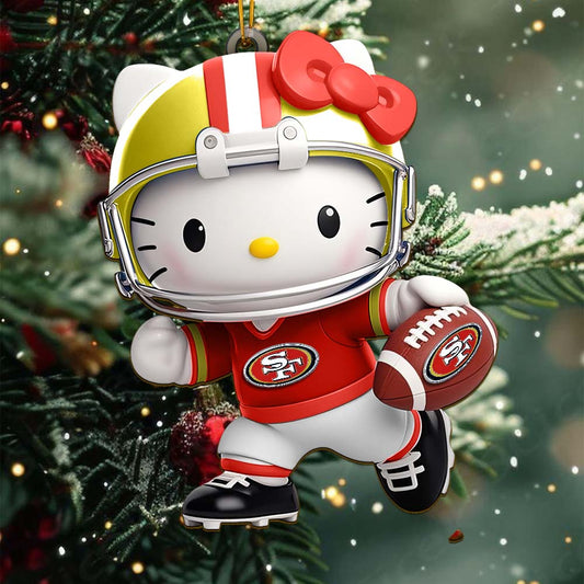 LIMITED EDITION - NEW CUSTOMIZED NFL11 SF49 SAN FRANCISCO 49ERS HELLO KITTY ACRYLIC ORNAMENT