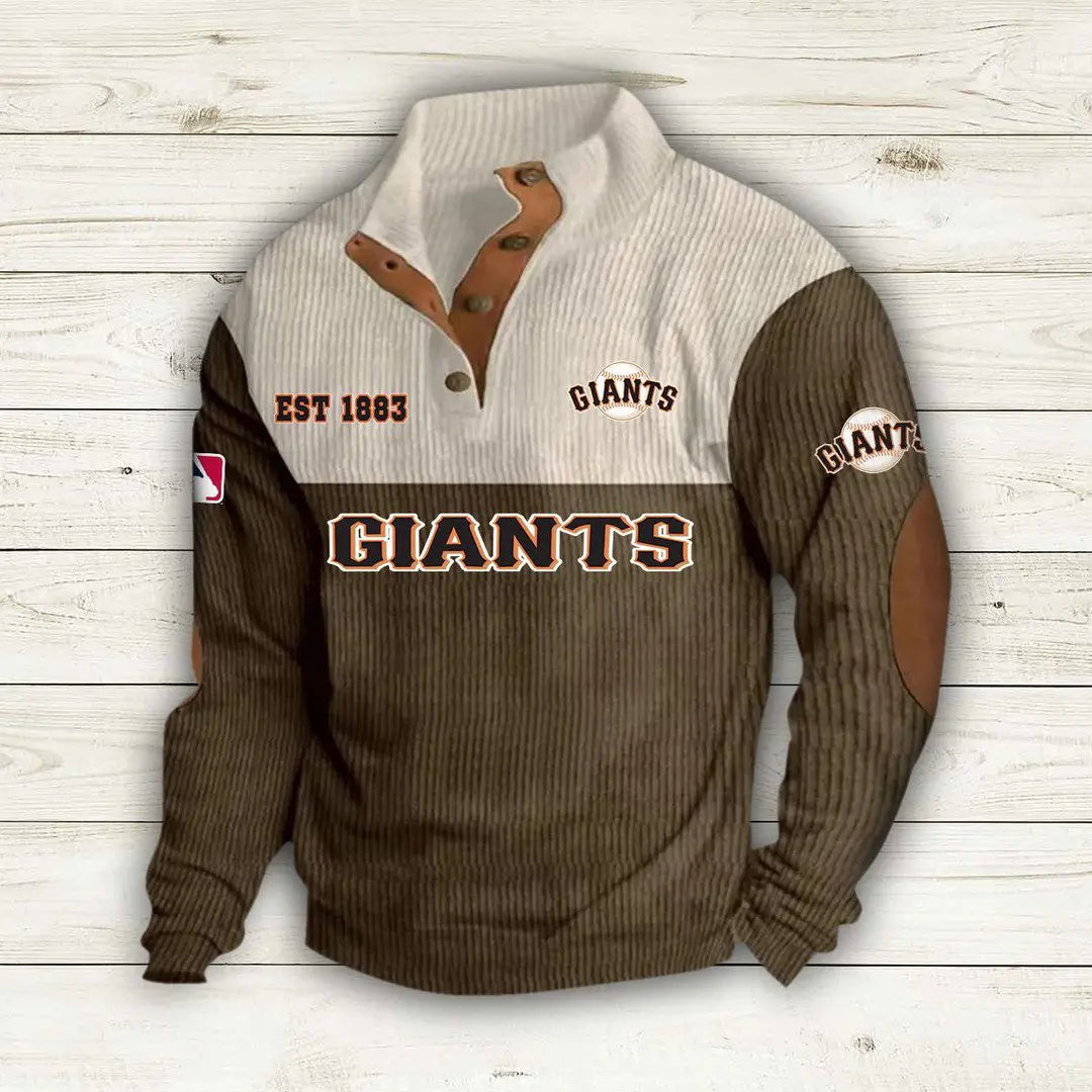 [FLASH SALE] NEW CUSTOMIZED MLB06 SFG SAN FRANCISCO GIANTS BUTTON SWEATSHIRTS STAND COLLAR