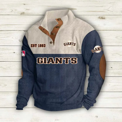 [FLASH SALE] NEW CUSTOMIZED MLB06 SFG SAN FRANCISCO GIANTS BUTTON SWEATSHIRTS STAND COLLAR
