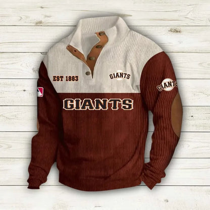 [FLASH SALE] NEW CUSTOMIZED MLB06 SFG SAN FRANCISCO GIANTS BUTTON SWEATSHIRTS STAND COLLAR