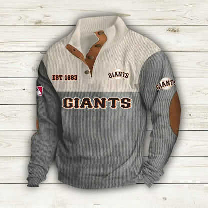 [FLASH SALE] NEW CUSTOMIZED MLB06 SFG SAN FRANCISCO GIANTS BUTTON SWEATSHIRTS STAND COLLAR