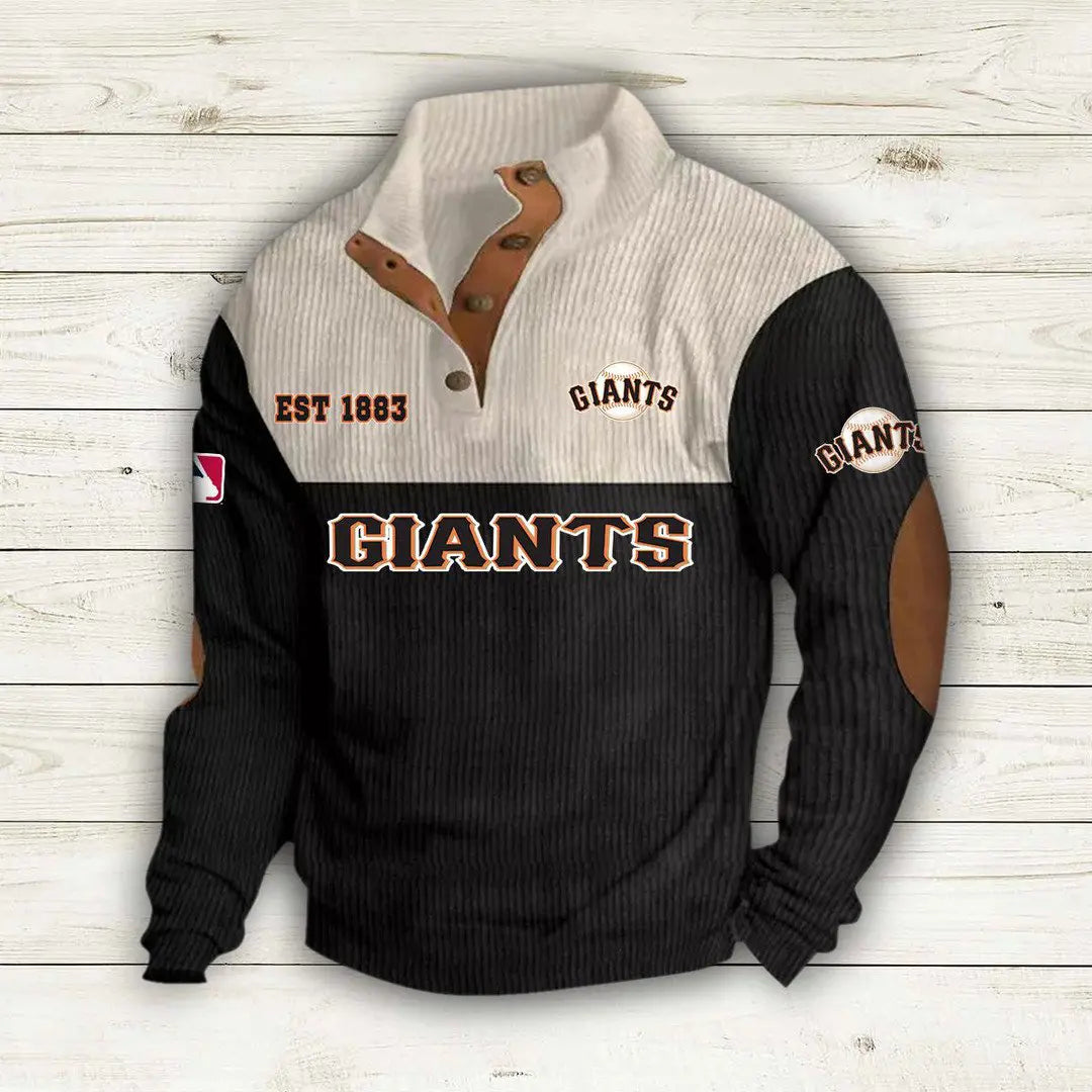 [FLASH SALE] NEW CUSTOMIZED MLB06 SFG SAN FRANCISCO GIANTS BUTTON SWEATSHIRTS STAND COLLAR