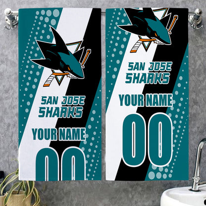 LIMITED EDITION - NEW CUSTOMIZED NHL32 SJS SAN JOSE SHARKS BEACH & BATH TOWEL