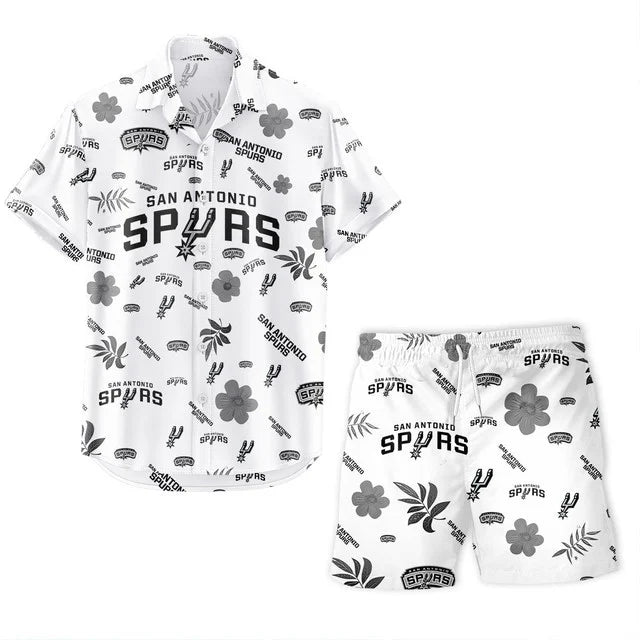 LIMITED EDITION - NEW CUSTOMIZED NBA23 SAS SAN ANTONIO SPURS UNISEX HAWAIIAN SHIRT & SHORTS SET