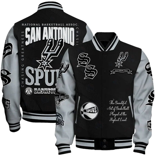 LIMITED EDITION - NEW CUSTOMIZED NBA23 SAS SAN ANTONIO SPURS BASEBALL JACKET, SATIN VARSITY JACKET