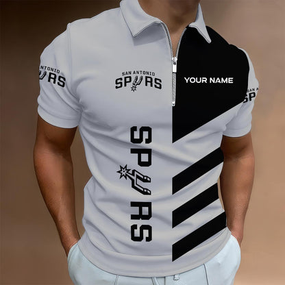 LIMITED EDITION - NEW CUSTOMIZED NBA23 SA SAN ANTONIO SPURS ZIP POLO SHIRT