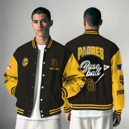LIMITED EDITION - NEW PREMIUM MLB18 SDP SAN DIEGO PADRES SATIN VARSITY JACKET
