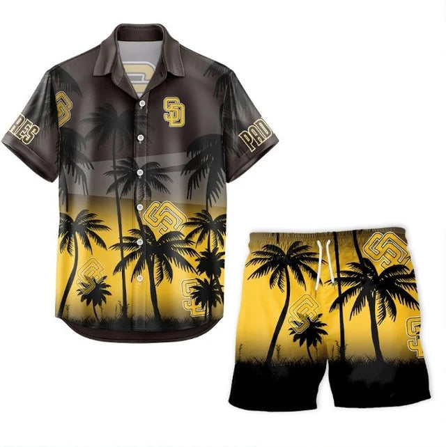 LIMITED EDITION - NEW CUSTOMIZED MLB18 SDP SAN DIEGO PADRES UNISEX HAWAIIAN SHIRT & SHORTS SET