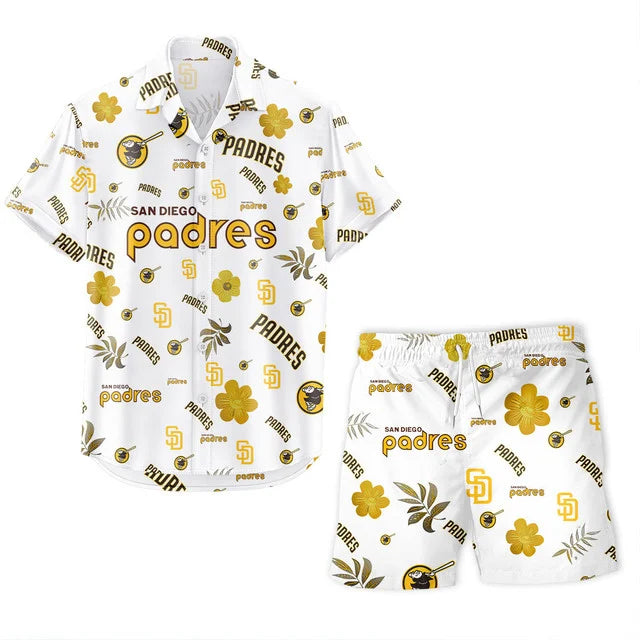 LIMITED EDITION - NEW CUSTOMIZED MLB18 SDP SAN DIEGO PADRES UNISEX HAWAIIAN SHIRT & SHORTS SET