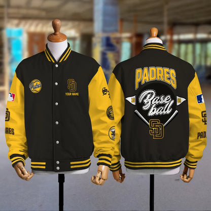 LIMITED EDITION - NEW PREMIUM MLB18 SDP SAN DIEGO PADRES SATIN VARSITY JACKET