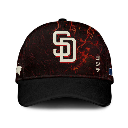 LIMITED EDITION - NEW CUSTOMIZED MLB18 SDP SAN DIEGO PADRES x GODZILLA BASEBALL JERSEY & CAP