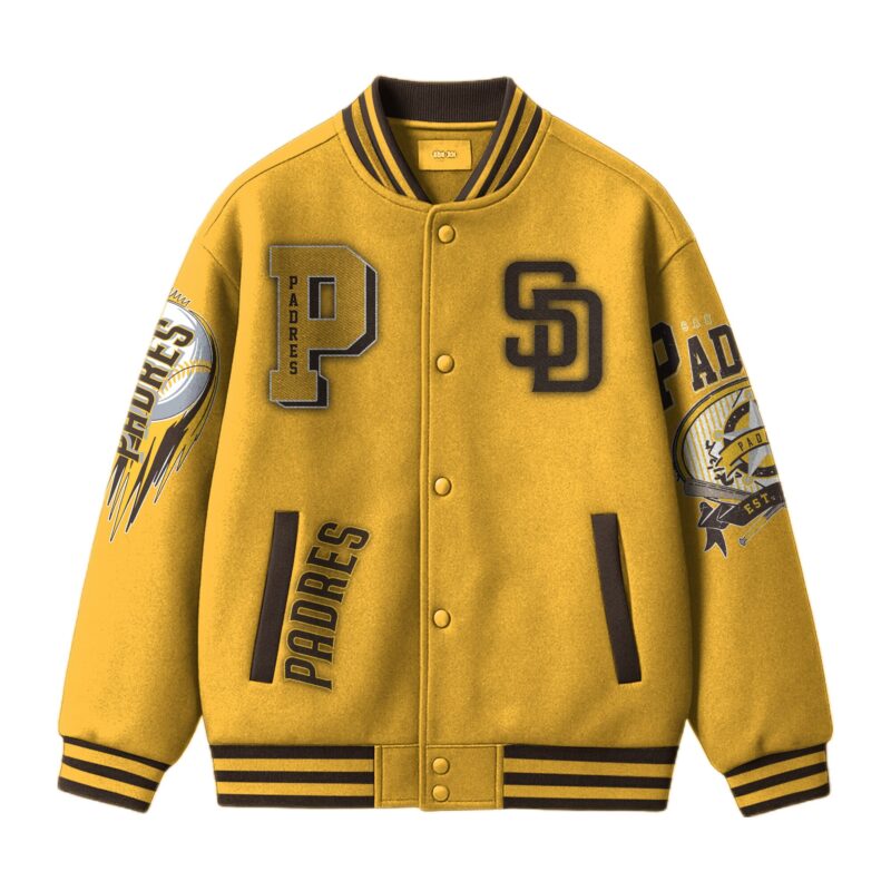 LIMITED EDITION - NEW CUSTOMIZED MLB18 SD PADRES SATIN VARSITY & BASEBALL JACKET