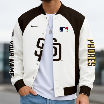 LIMITED EDITION - NEW CUSTOMIZED MLB18 SDP SAN DIEGO PADRES BASEBALL JACKET, SATIN VARSITY JACKET