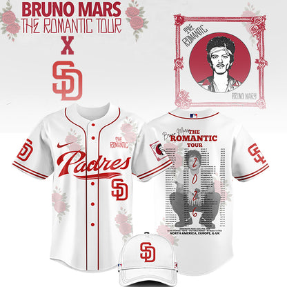 LIMITED EDITION - NEW CUSTOMIZED MLB18 SD PADRES x BRUNO MARS BASEBALL JERSEY & CAP