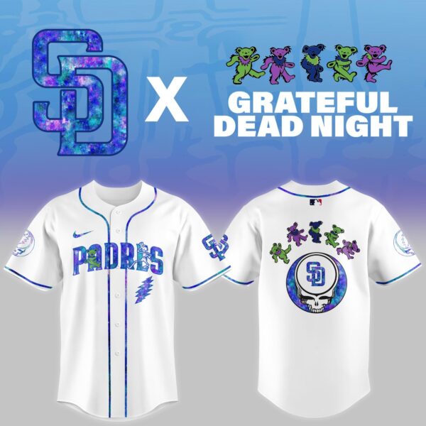LIMITED EDITION - NEW CUSTOMIZED MLB18 SD PADRES x GRATEFUL DEAD BASEBALL JERSEY