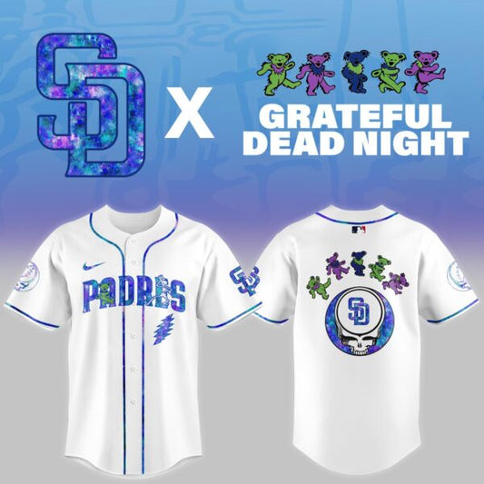 LIMITED EDITION - NEW CUSTOMIZED MLB18 SD PADRES x GRATEFUL DEAD BASEBALL JERSEY