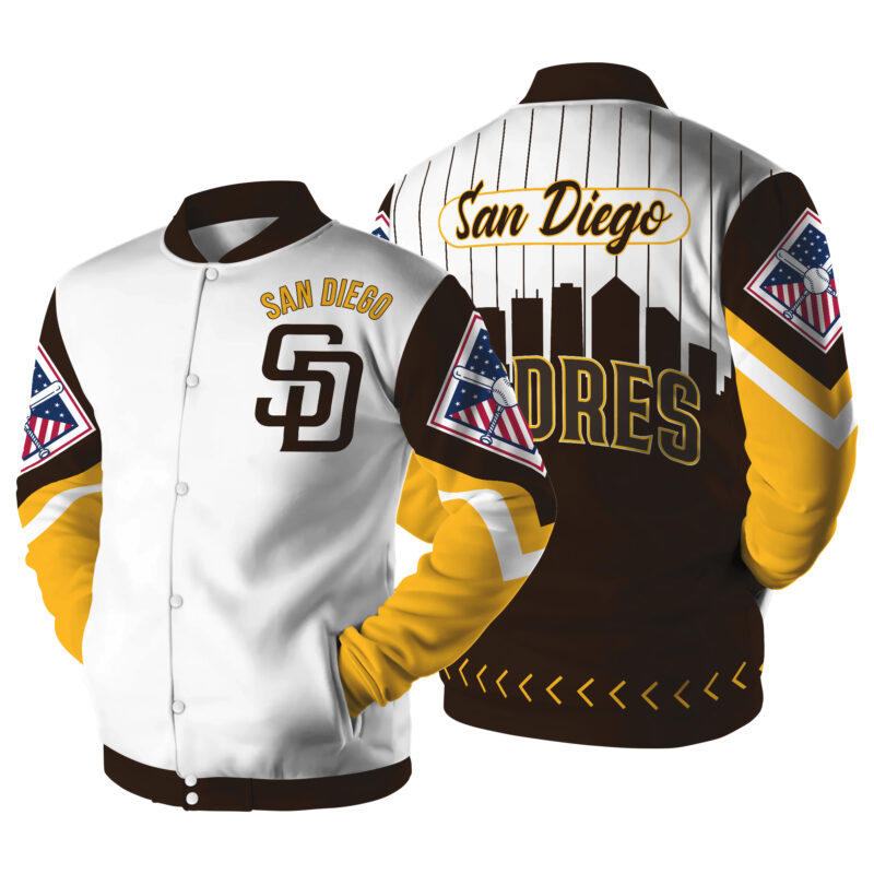 LIMITED EDITION - NEW CUSTOMIZED MLB18 SD PADRES SATIN VARSITY & BASEBALL JACKET