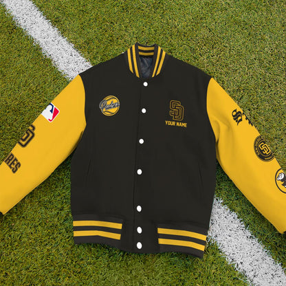 LIMITED EDITION - NEW PREMIUM MLB18 SDP SAN DIEGO PADRES SATIN VARSITY JACKET