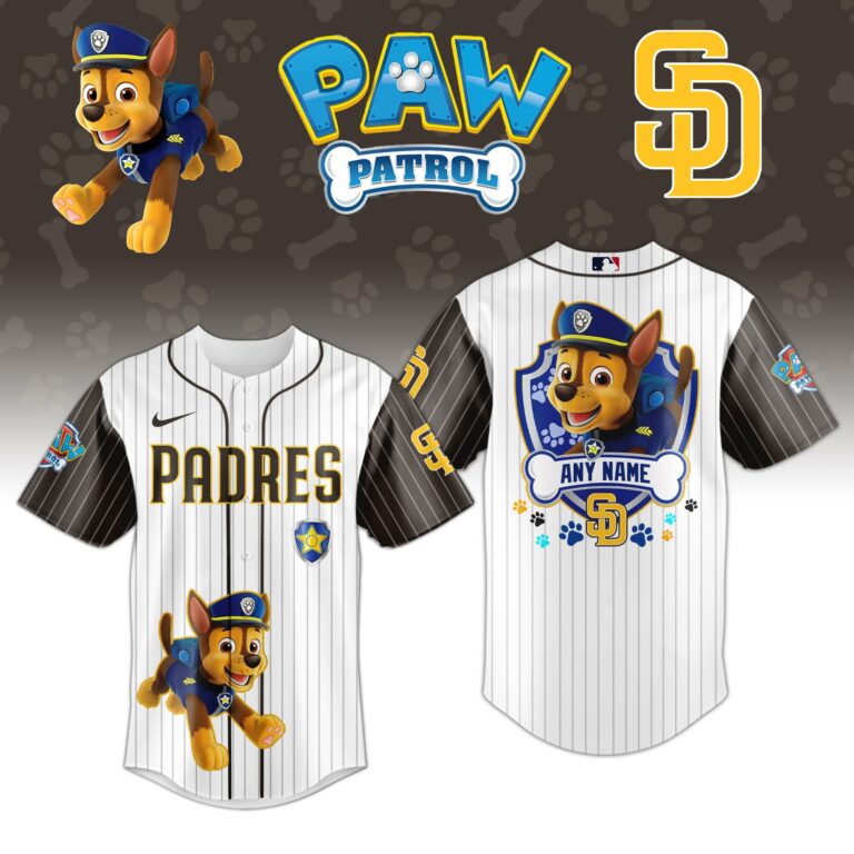 LIMITED EDITION - NEW CUSTOMIZED MLB18 SDP SAN DIEGO PADRES x PAW PATROL BASEBALL JERSEY & CAP