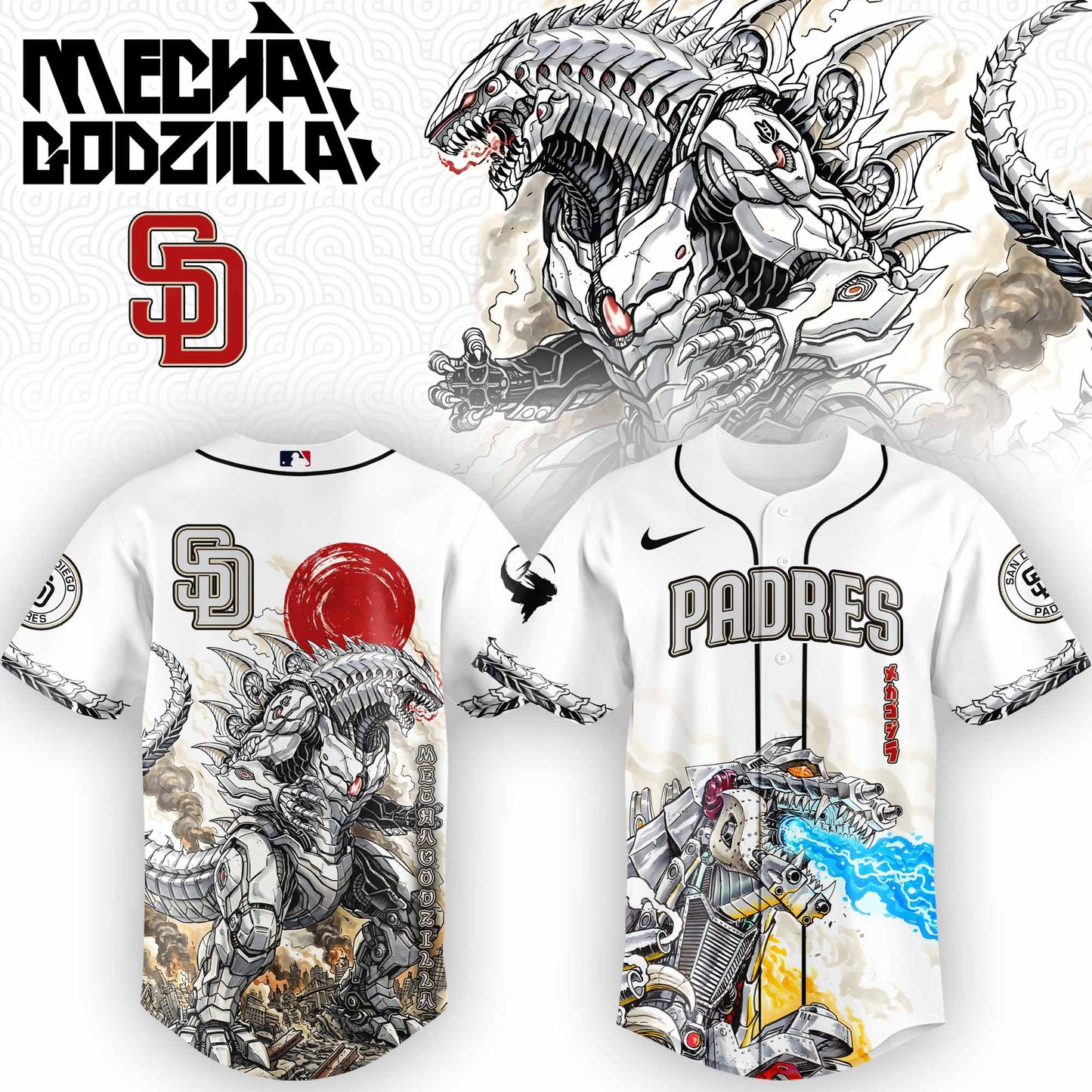 LIMITED EDITION - NEW CUSTOMIZED MLB18 SD PADRES x GODZILLA BASEBALL JERSEY
