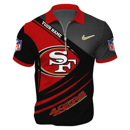 LIMITED EDITION - NEW CUSTOMIZED NFL11 SF49 SAN FRANCISCO 49ERS HARLEY-DAVIDSON POLO WITH ZIPPER SHIRT
