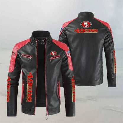 LIMITED EDITION - NEW CUSTOMIZED NFL11 SF49 SAN FRANCISCO 49ERS LEATHER BIKER JACKET