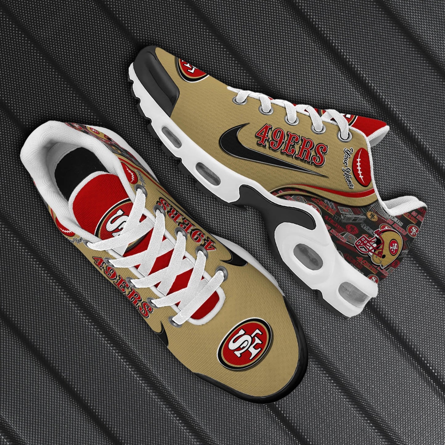 LIMITED EDITION - NEW CUSTOMIZED NFL11 SF49 SAN FRANCISCO 49ERS UNISEX AIR MAX PLUS SNEAKERS