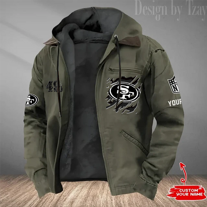 LIMITED EDITION - NEW CUSTOMIZED NFL11 SF49 SAN FRANCISCO 49ERS HOODED CARDIGAN JACKET