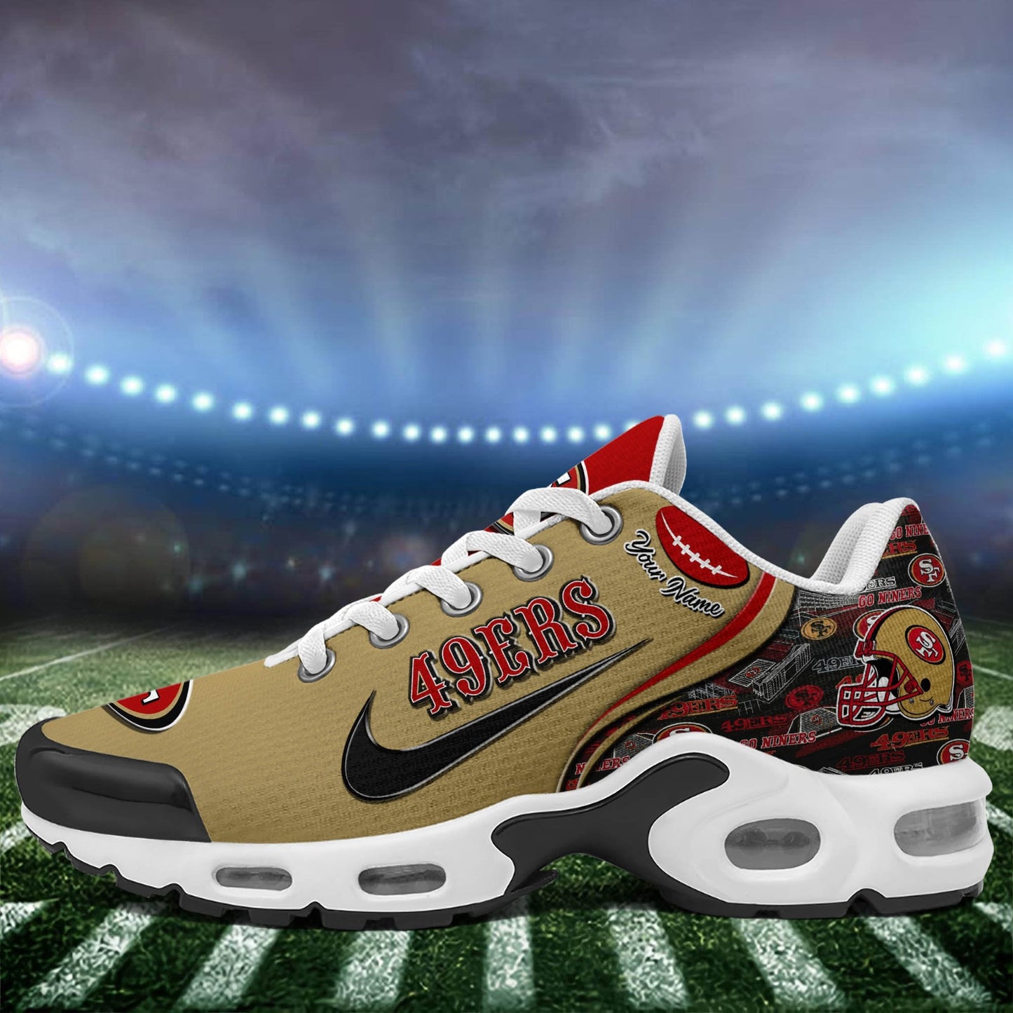 LIMITED EDITION - NEW CUSTOMIZED NFL11 SF49 SAN FRANCISCO 49ERS UNISEX AIR MAX PLUS SNEAKERS