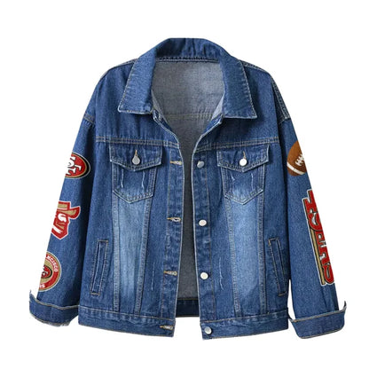 LIMITED EDITION - NEW CUSTOMIZED NFL11 SF49 SAN FRANCISCO 49ERS DENIM JACKET