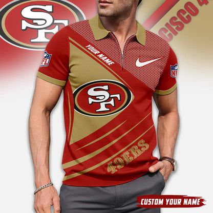 LIMITED EDITION - NEW CUSTOMIZED NFL11 SF49 SAN FRANCISCO 49ERS ZIP POLO SHIRT