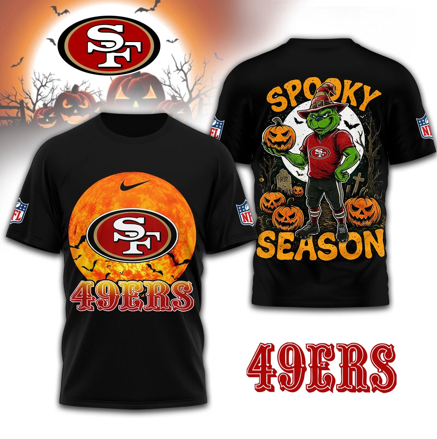 LIMITED EDITION - NEW CUSTOMIZED NFL11 SF49 SAN FRANCISCO 49ERS x SPOOKY SEASON T-SHIRT, HOODIE, ZIP HOODIE