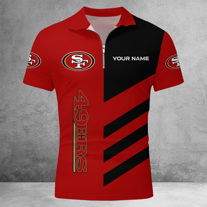 LIMITED EDITION - NEW CUSTOMIZED NFL11 SF49 SAN FRANCISCO 49ERS ZIP POLO SHIRT