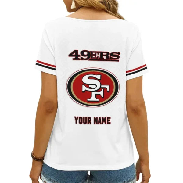 LIMITED EDITION - NEW CUSTOMIZED NFL11 SF49 SAN FRANCISCO 49ERS V-NECK FEMALE SHIRT