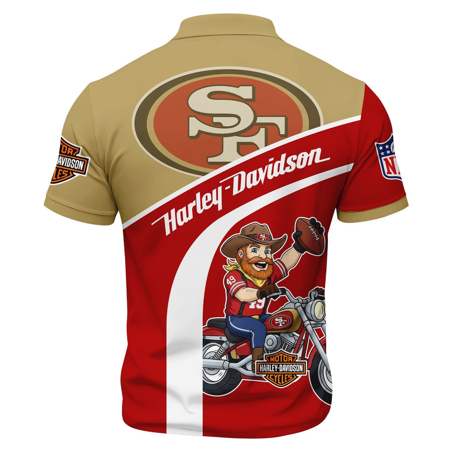 LIMITED EDITION - NEW CUSTOMIZED NFL11 SF49 SAN FRANCISCO 49ERS HARLEY-DAVIDSON POLO WITH ZIPPER SHIRT