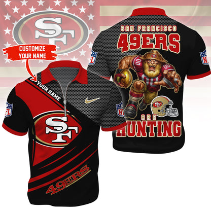 LIMITED EDITION - NEW CUSTOMIZED NFL11 SF49 SAN FRANCISCO 49ERS HARLEY-DAVIDSON POLO WITH ZIPPER SHIRT