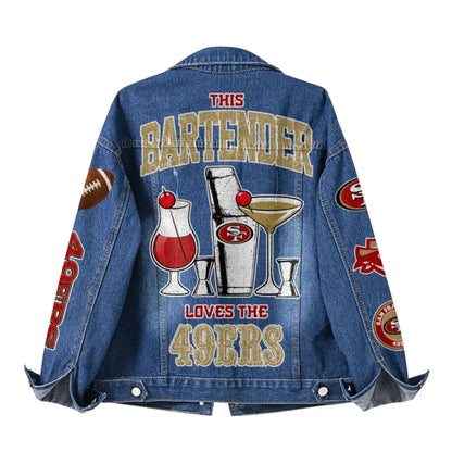 LIMITED EDITION - NEW CUSTOMIZED NFL11 SF49 SAN FRANCISCO 49ERS DENIM JACKET