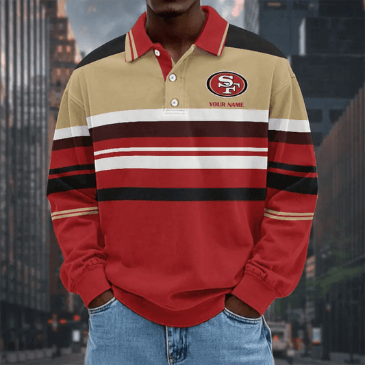 LIMITED EDITION - NEW CUSTOMIZED NFL11 SF49 SAN FRANCISCO 49ERS MEN LONG SLEEVE POLO