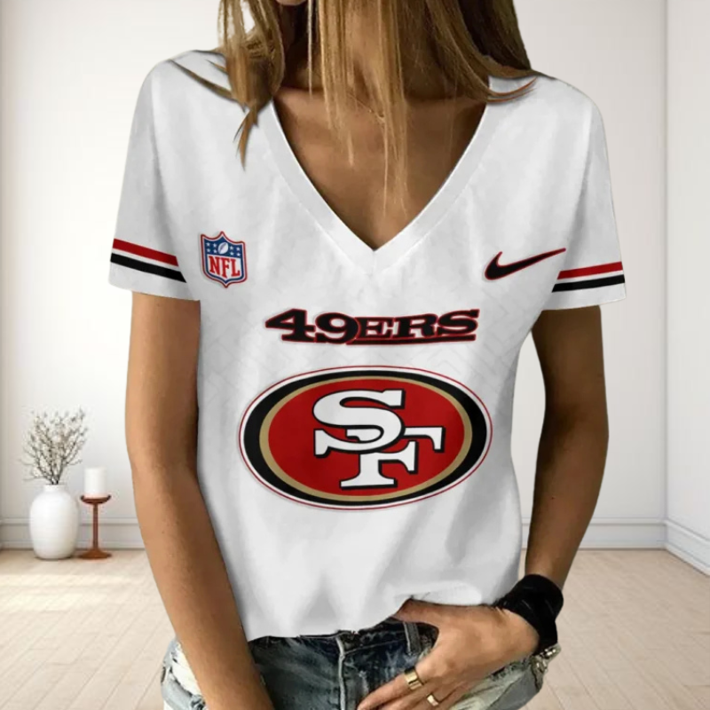 LIMITED EDITION - NEW CUSTOMIZED NFL11 SF49 SAN FRANCISCO 49ERS V-NECK FEMALE SHIRT