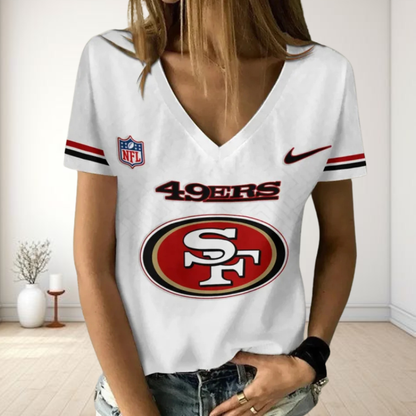 LIMITED EDITION - NEW CUSTOMIZED NFL11 SF49 SAN FRANCISCO 49ERS V-NECK FEMALE SHIRT