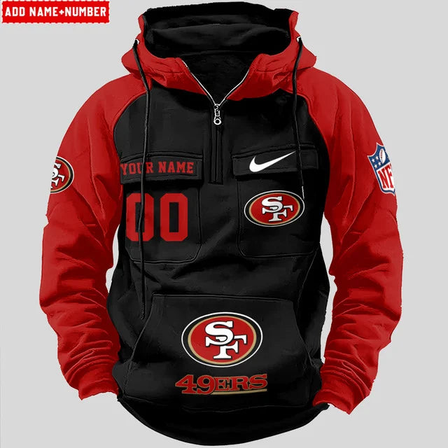 LIMITED EDITION - NEW CUSTOMIZED NFL11 SF49 SAN FRANCISCO 49ERS QUARTER ZIP HOODIE