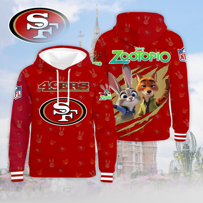 LIMITED EDITION - NEW CUSTOMIZED NFL11 SF49 SAN FRANCISCO 49ERS & ZOOTOPIA UNISEX T-SHIRT, POLO, HOODIE & JACKETS