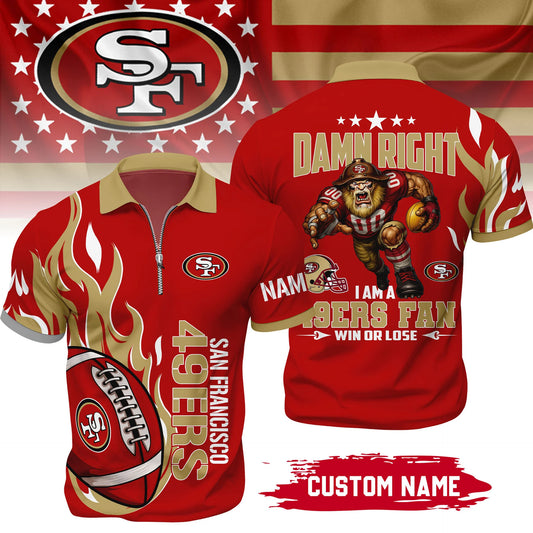 LIMITED EDITION - NEW CUSTOMIZED NFL11 SF49 SAN FRANCISCO 49ERS ZIP POLO SHIRT