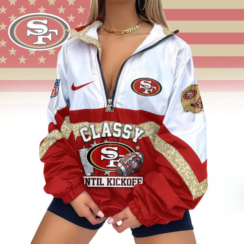 LIMITED EDITION - NEW CUSTOMIZED NFL11 SF49 SAN FRANCISCO 49ERS V-NECK ZIPPER SWEATSHIRT JACKET