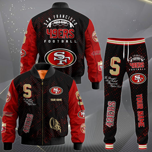 LIMITED EDITION - NEW CUSTOMIZED NFL11 SF49 SAN FRANCISCO 49ERS SATIN VARSITY JACKET & LONG PANTS