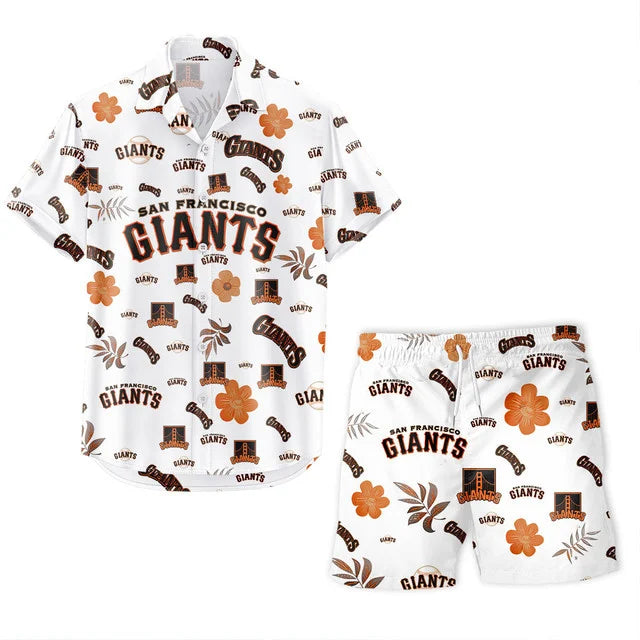 LIMITED EDITION - NEW CUSTOMIZED MLB06 SFG SAN FRANCISCO GIANTS UNISEX HAWAIIAN SHIRT & SHORTS SET