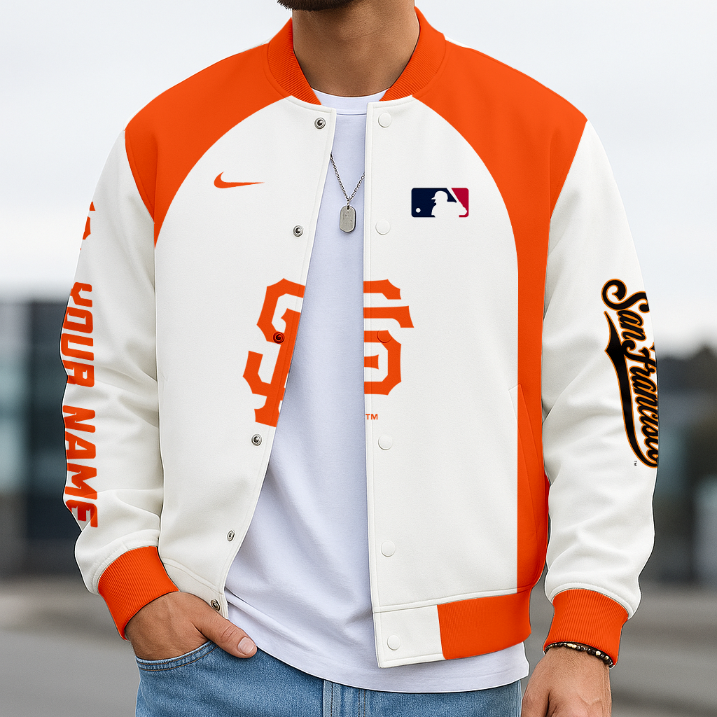 LIMITED EDITION - NEW CUSTOMIZED MLB06 SFG SAN FRANCISCO GIANTS BASEBALL JACKET, SATIN VARSITY JACKET