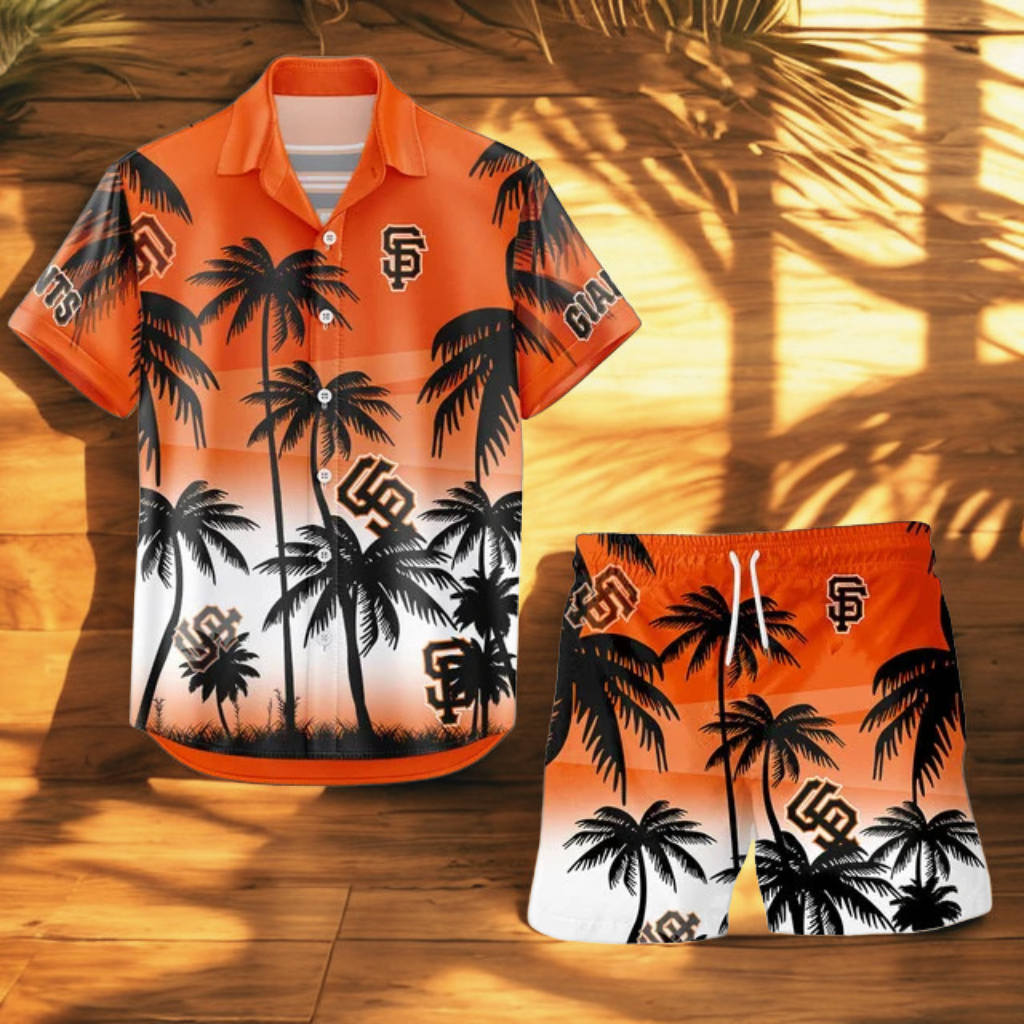 LIMITED EDITION - NEW CUSTOMIZED MLB06 SFG SAN FRANCISCO GIANTS UNISEX HAWAIIAN SHIRT & SHORTS SET