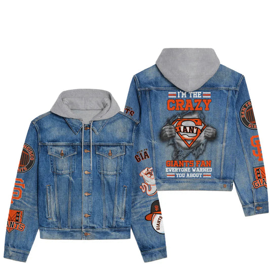 LIMITED EDITION - NEW CUSTOMIZED MLB06 SFG SAN FRANCISCO GIANTS HOODED DENIM JACKET